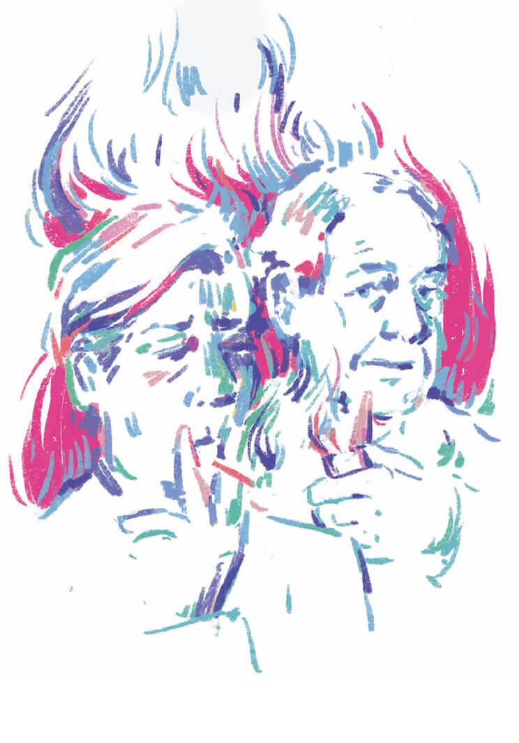 Illustration Siegfried Lenz mit Pfeife