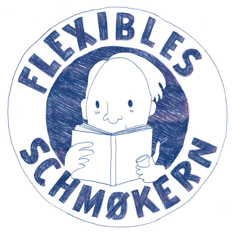 Illustration Kopf mit Buch und Pfeife für das Literaturformat Schmøkern