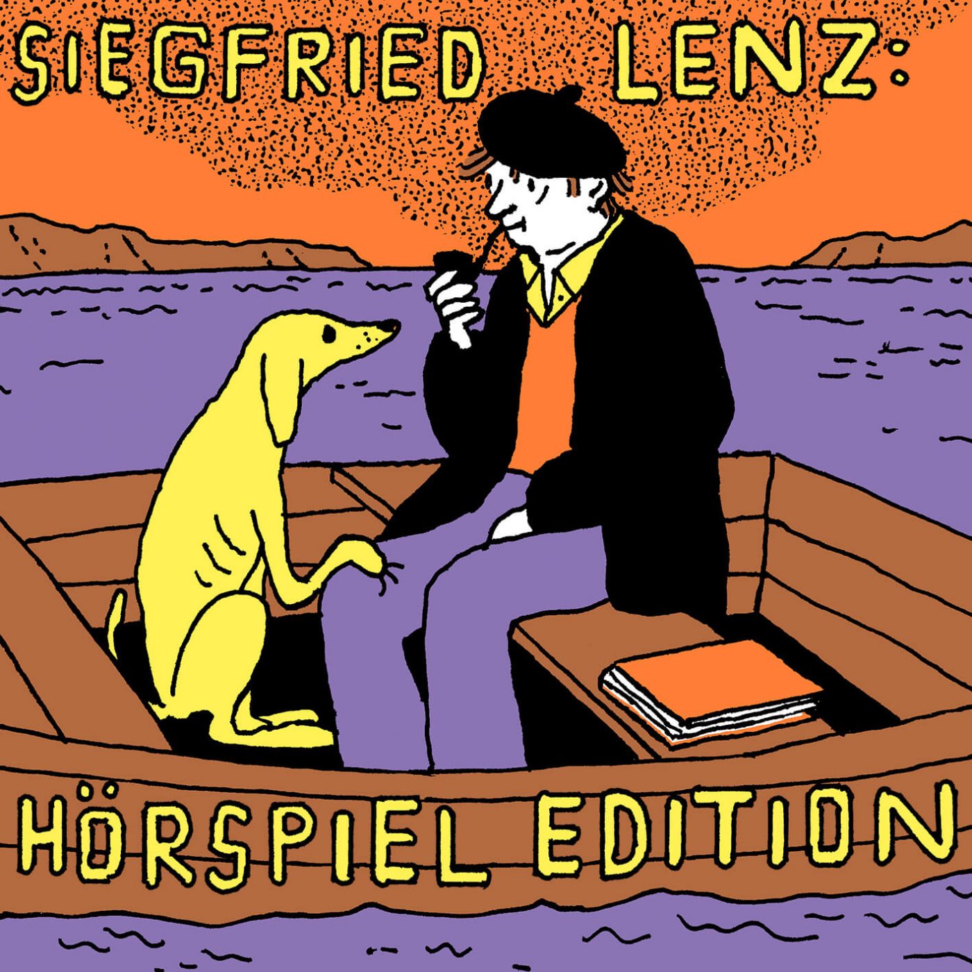 Illustration Siegfried Lenz im Boot mit Hund