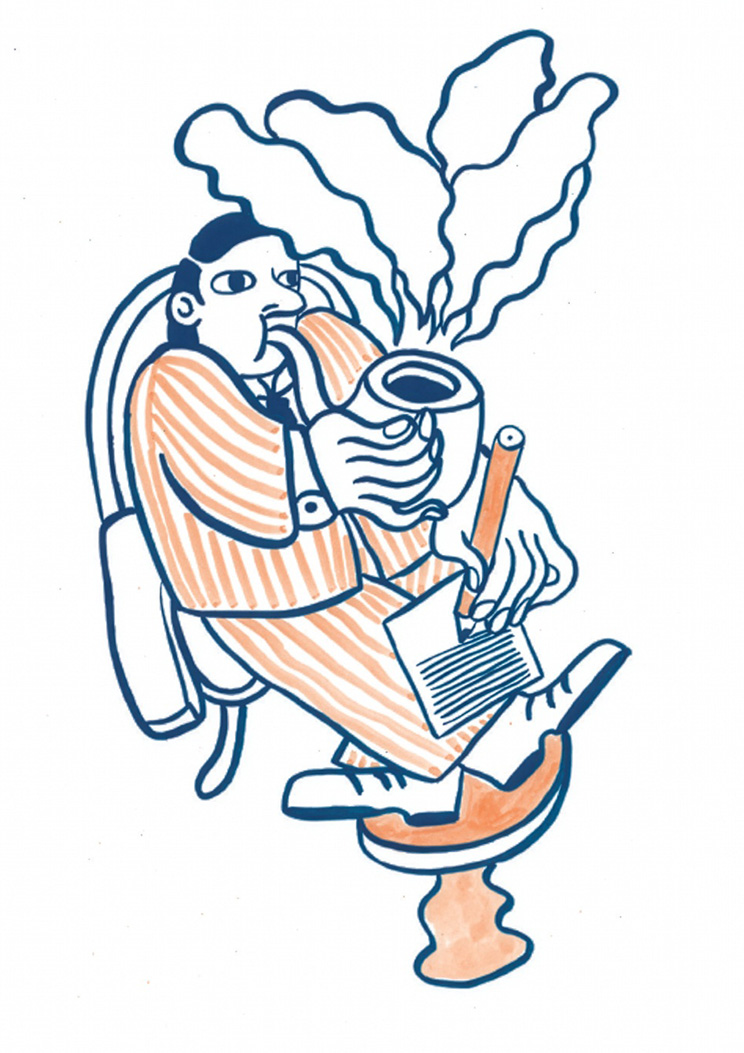 Illustration eines Pfeife rauchenden Mannes